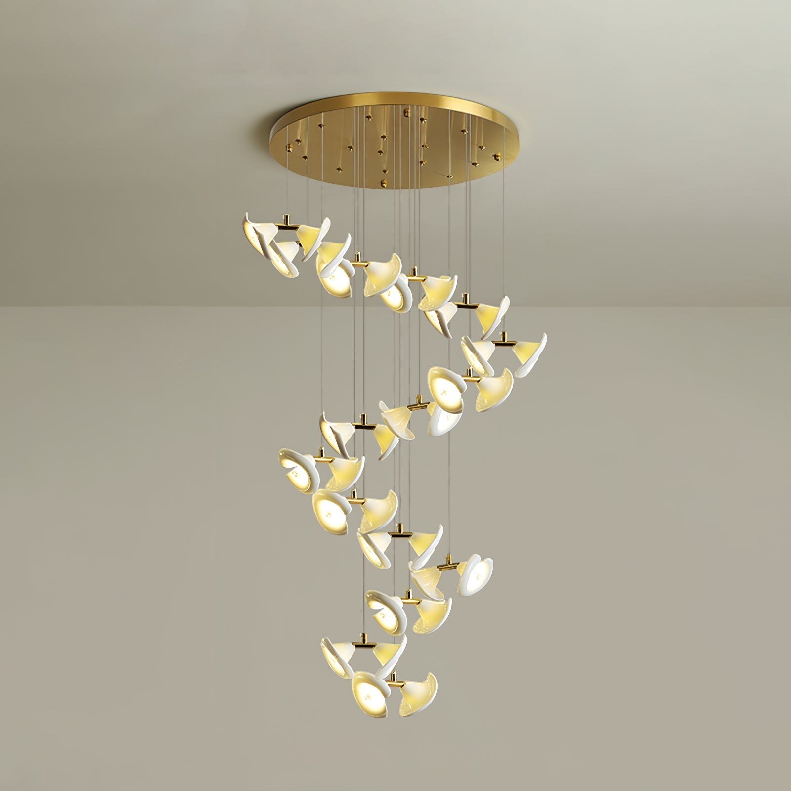 blossom-double-horn-chandelier-anzaz-Gold & White-9