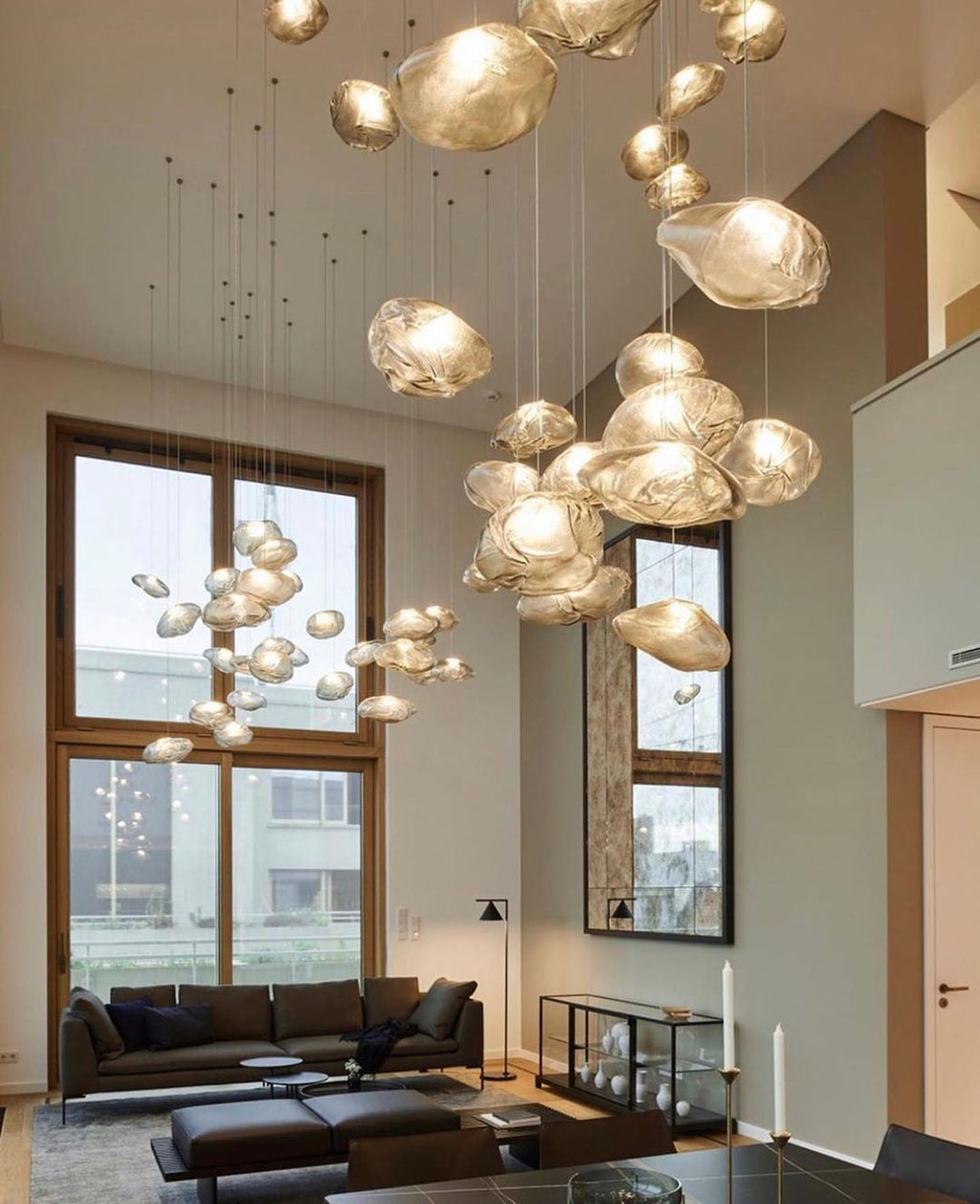 blown-glass-mesh-pendant-light-anzaz-Amber glass-47