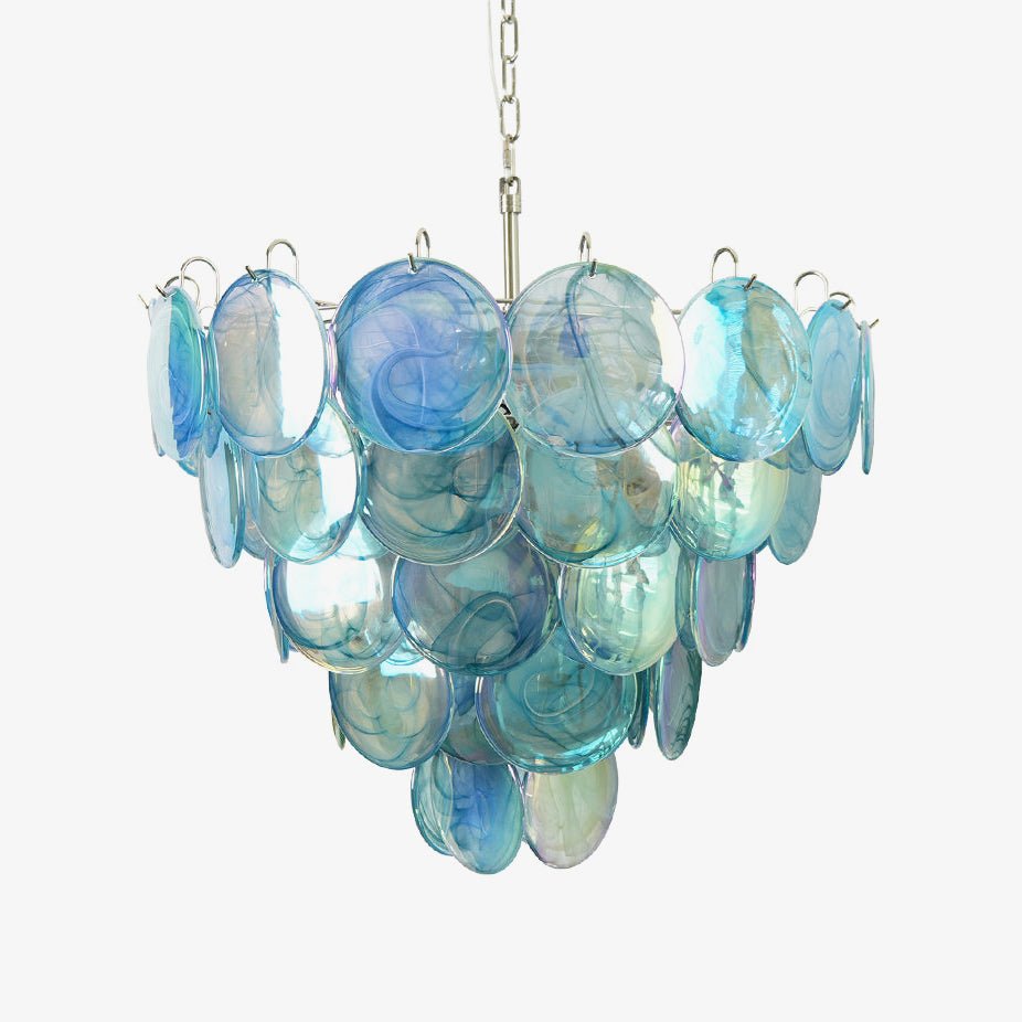blue-murano-disc-chandelier-anzaz-Blue & Nickel-1
