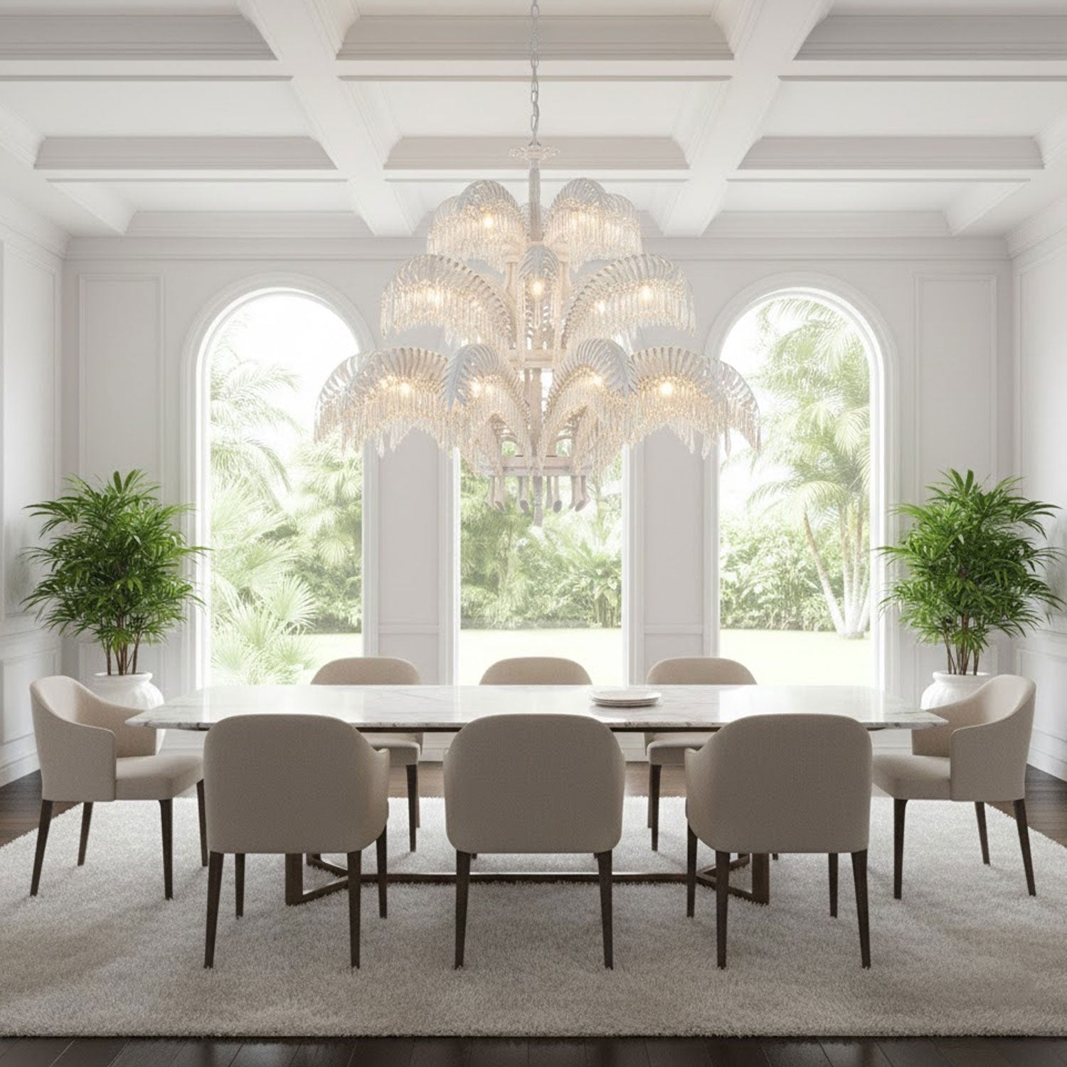 brass-palm-leaf-crystal-chandelier-anzaz-White & Clear crystal-8