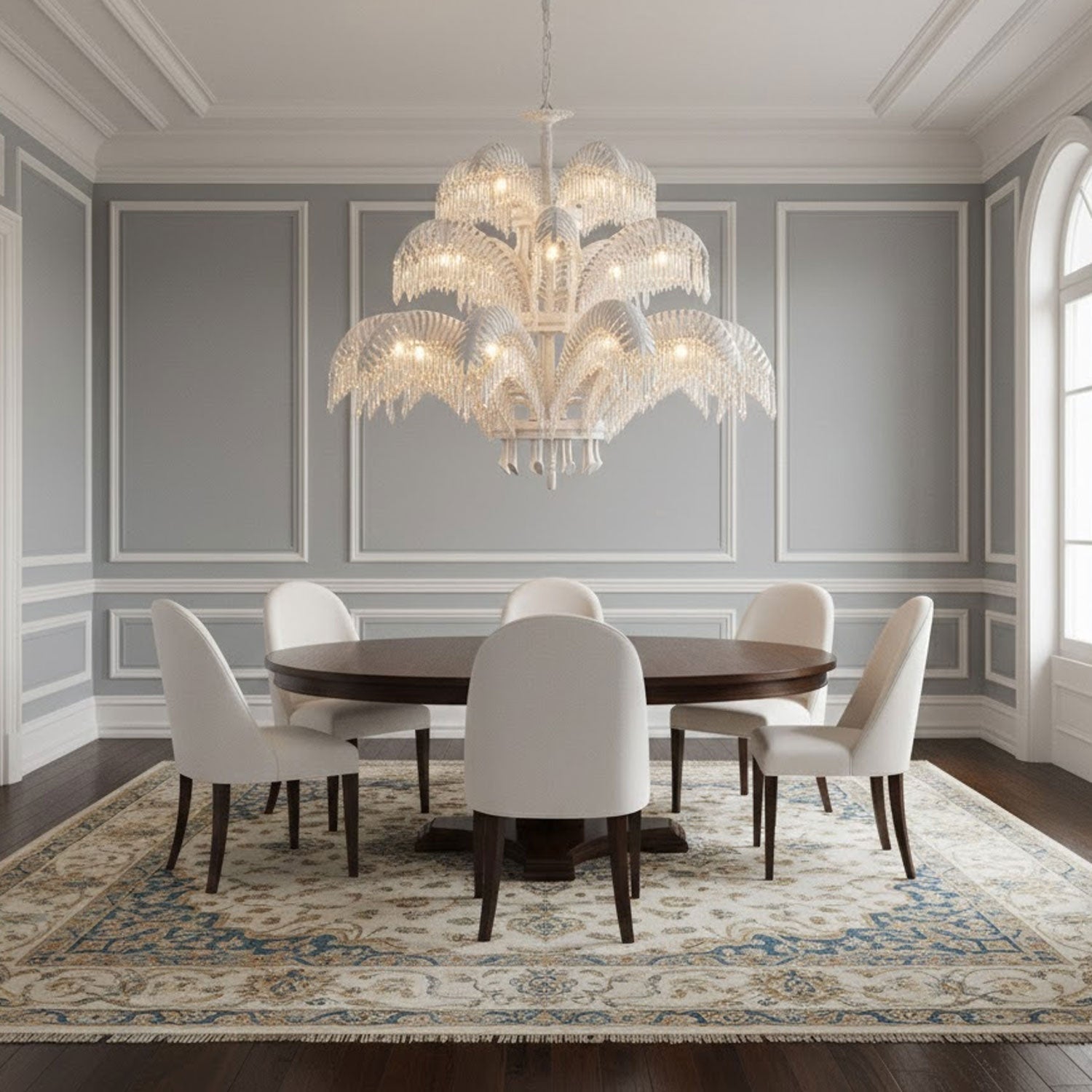 brass-palm-leaf-crystal-chandelier-anzaz-Gold & Clear crystal-4