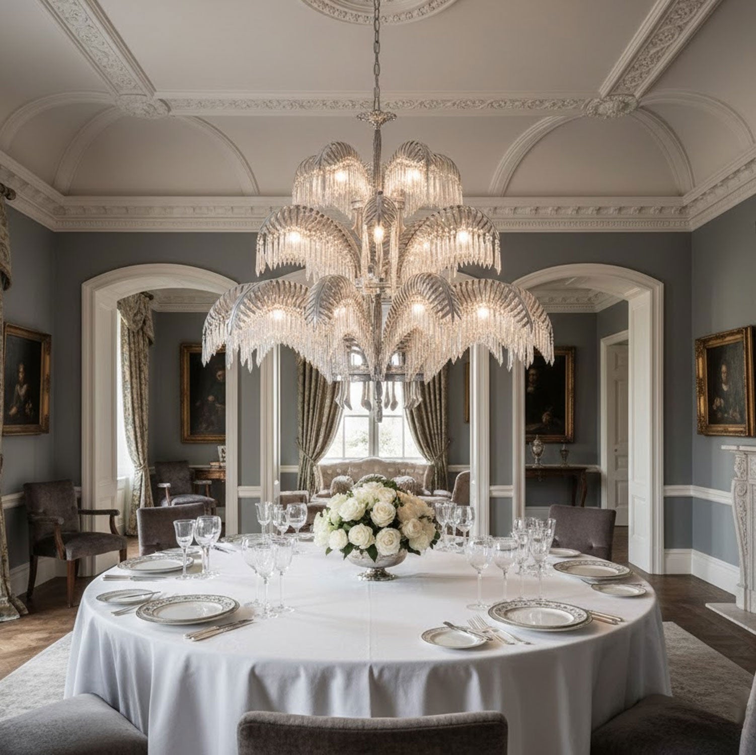 brass-palm-leaf-crystal-chandelier-anzaz-White & Clear crystal-14