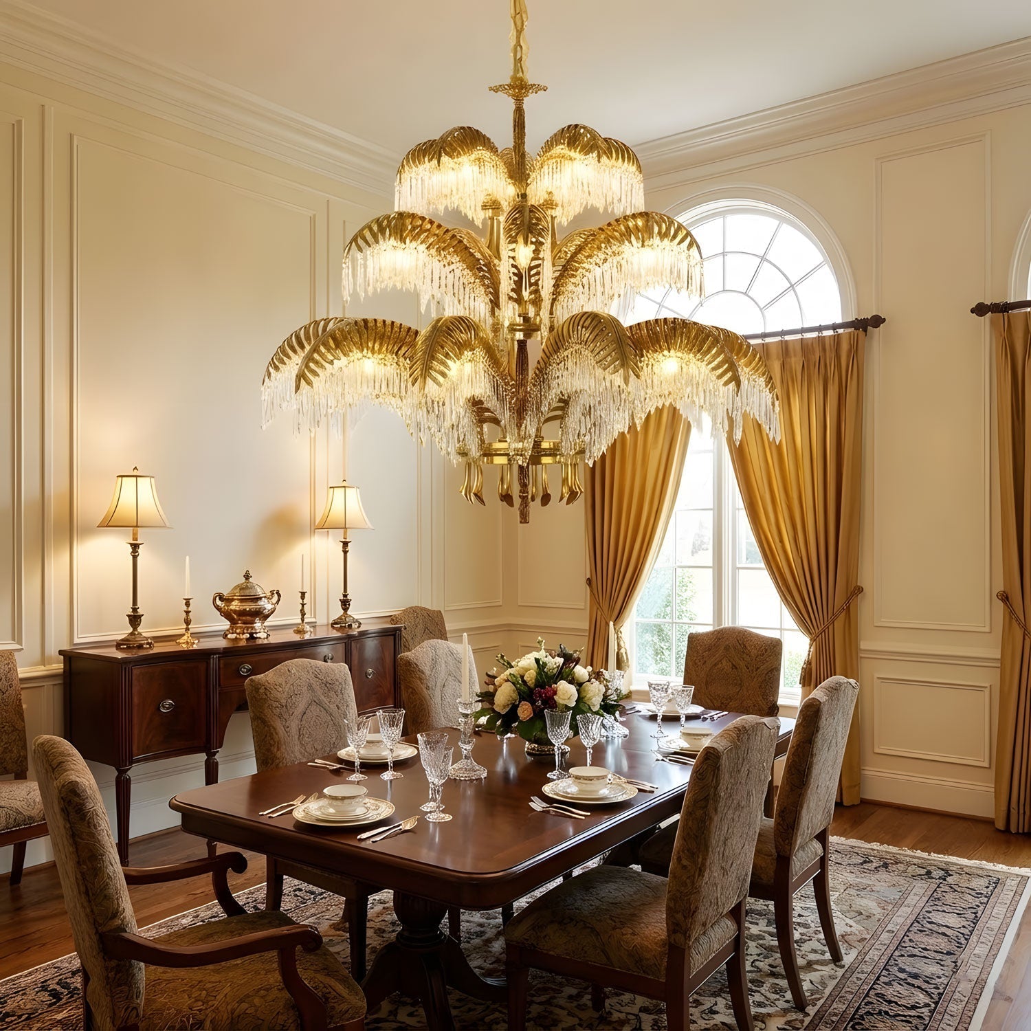 brass-palm-leaf-crystal-chandelier-anzaz-Nickel & Clear crystal-15