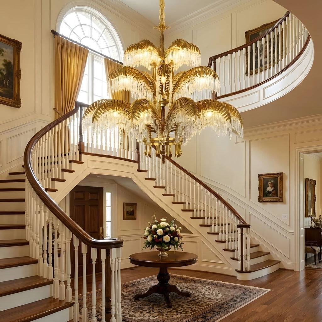brass-palm-leaf-crystal-chandelier-anzaz-White & Clear crystal-11