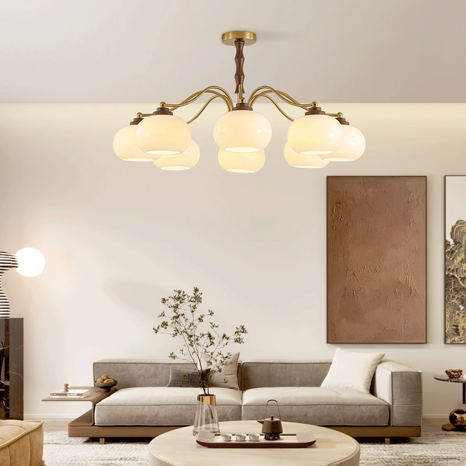 persimmon-glass-globe-chandelier-anzaz-Gold & Beige-4
