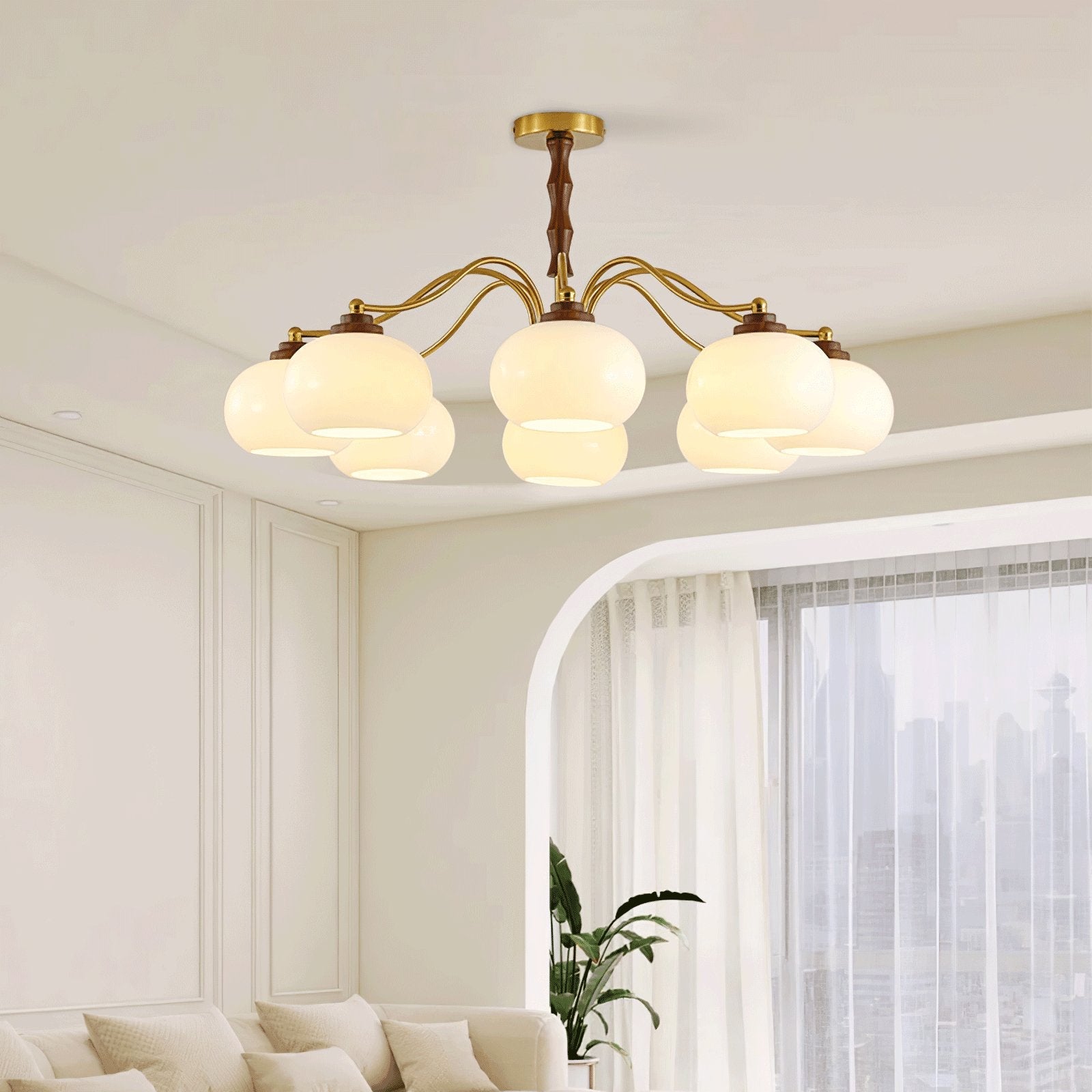 persimmon-glass-globe-chandelier-anzaz-Gold & White-5
