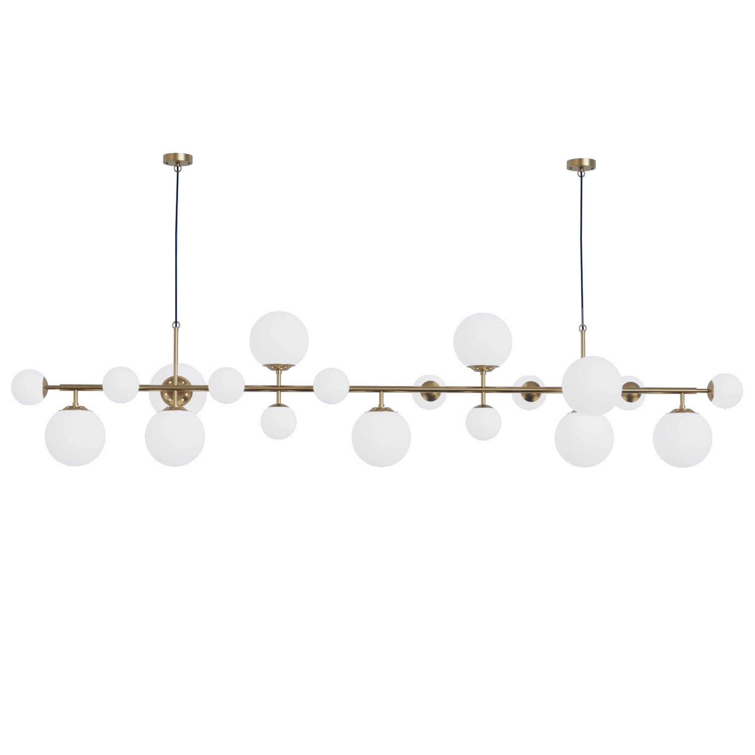 brass-glass-globe-chandelier-anzaz-Brass & Clear glass-4