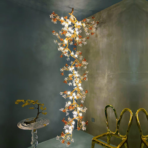 brass-maple-branch-chandelier-anzaz-Brass & Clear & Yellow-2