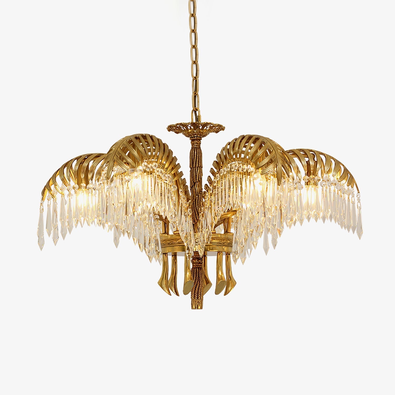 brass-palm-leaf-crystal-chandelier-anzaz-Gold & Clear crystal-1