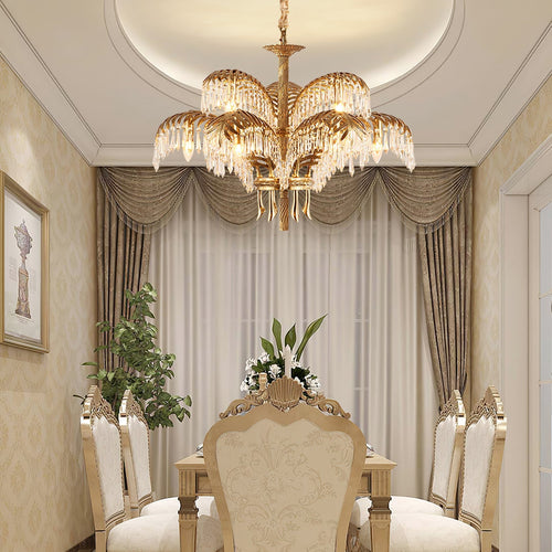 brass-palm-leaf-crystal-chandelier-anzaz-White & Clear crystal-2