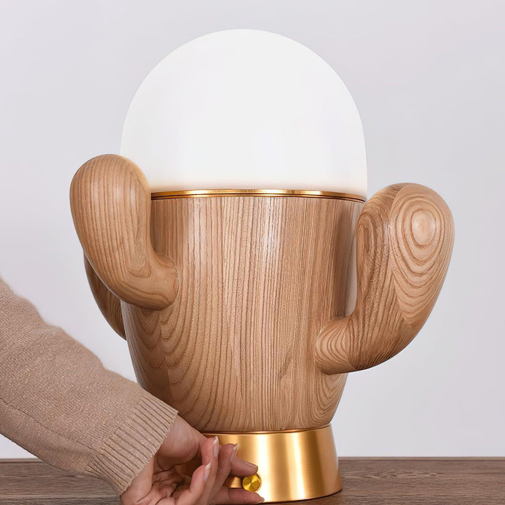 wooden-cactus-table-lamp-anzaz-Walnut color & Cool Light-13