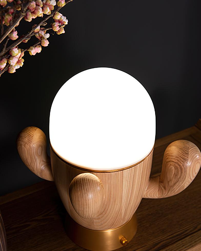 wooden-cactus-table-lamp-anzaz-Walnut color & Warm Light-9