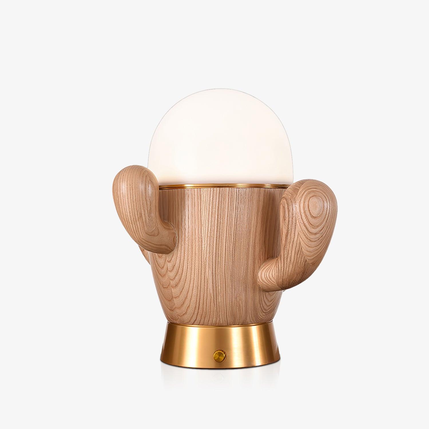 wooden-cactus-table-lamp-anzaz-Wood color & Warm Light-1