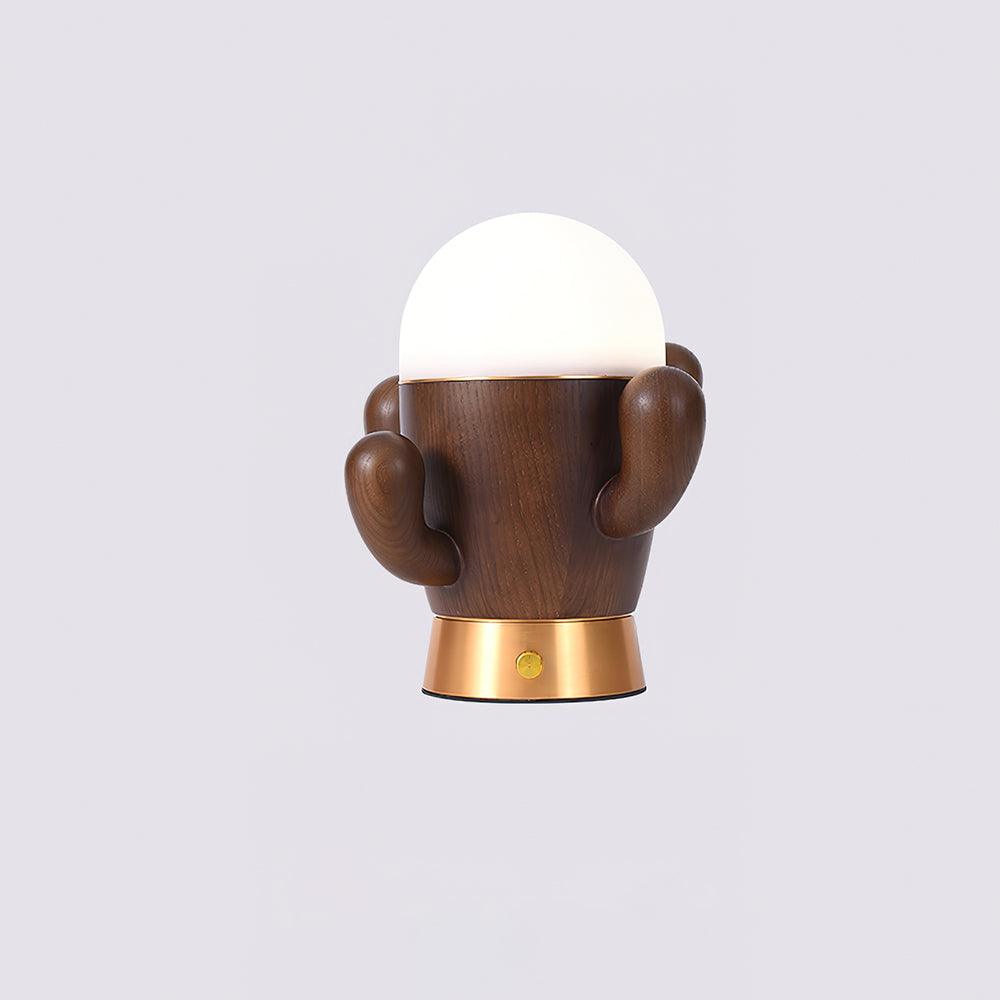 wooden-cactus-table-lamp-anzaz-Walnut color & Cool Light-16
