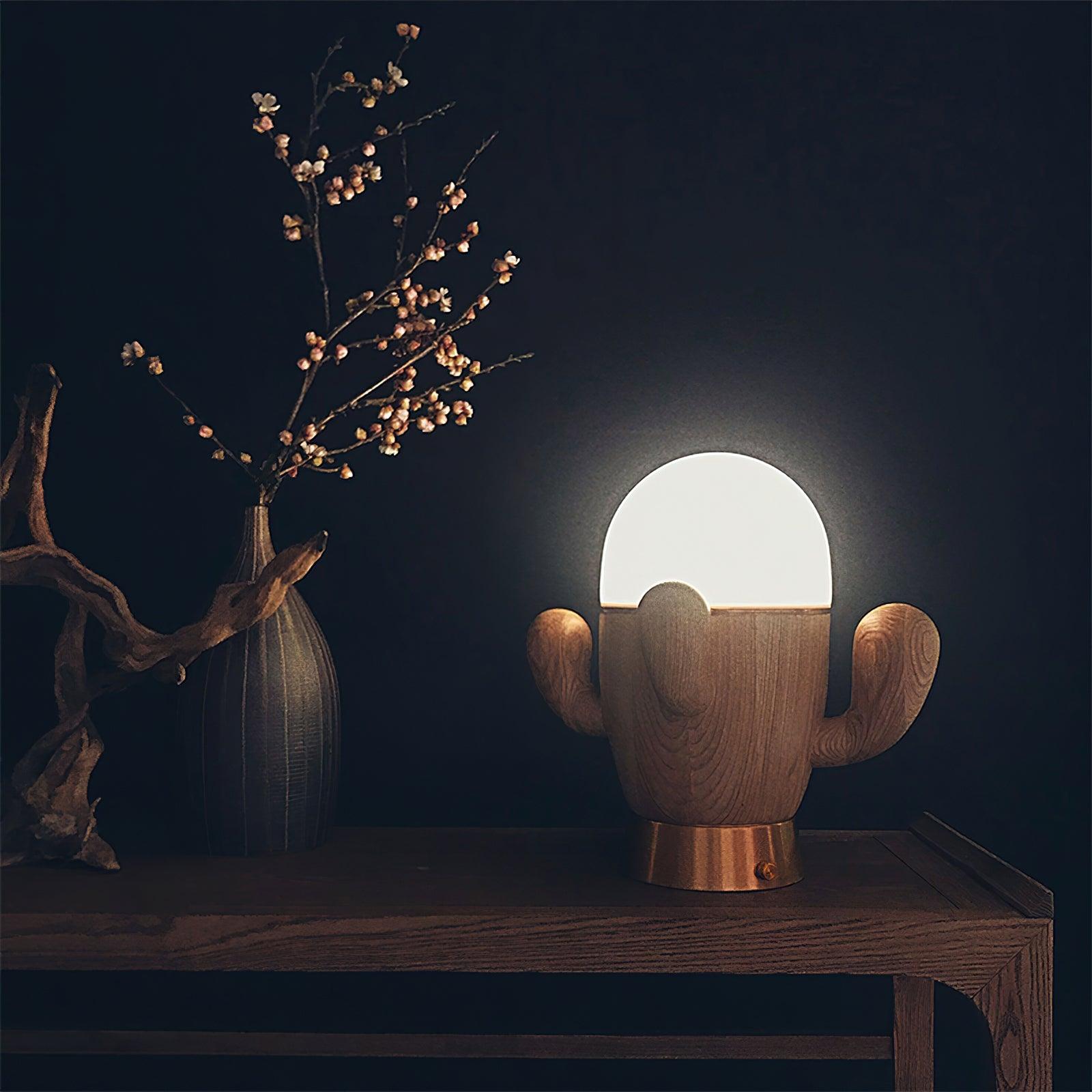 wooden-cactus-table-lamp-anzaz-Wood color & Warm Light-3