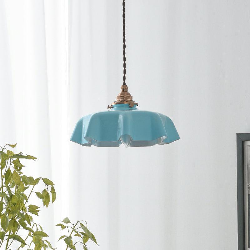 french-flower-pendant-swag-light-anzaz-Brass ＆ Blue-15