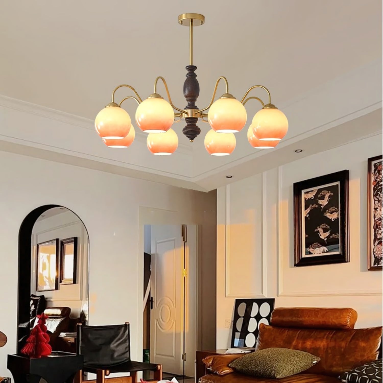 caramel-orb-chandelier-anzaz-Walnut Color & Gold & Caramel-3