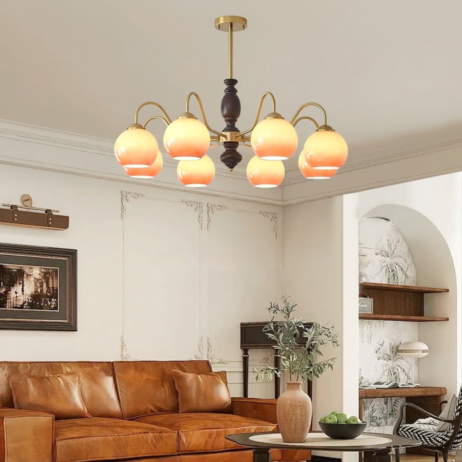 caramel-orb-chandelier-anzaz-Walnut Color & Gold & Caramel-2