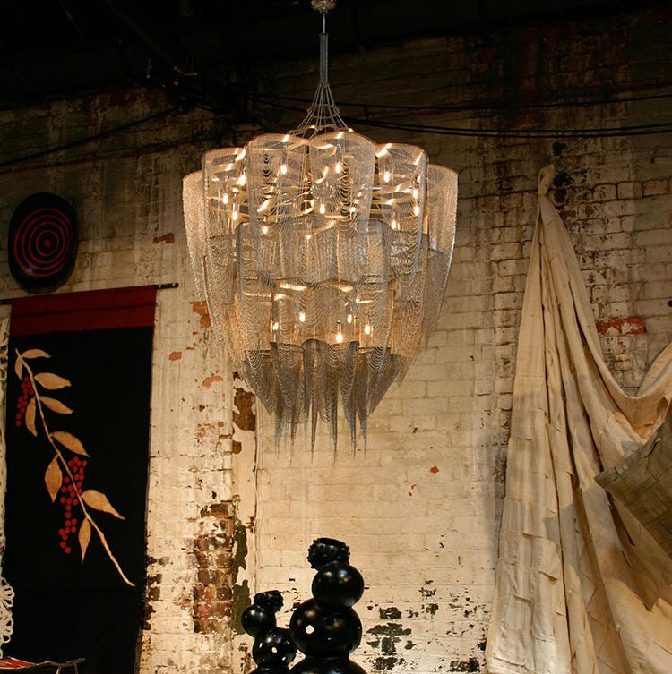 cascade-aluminum-chain-chandelier-anzaz-Gold & Aluminum Chain-2