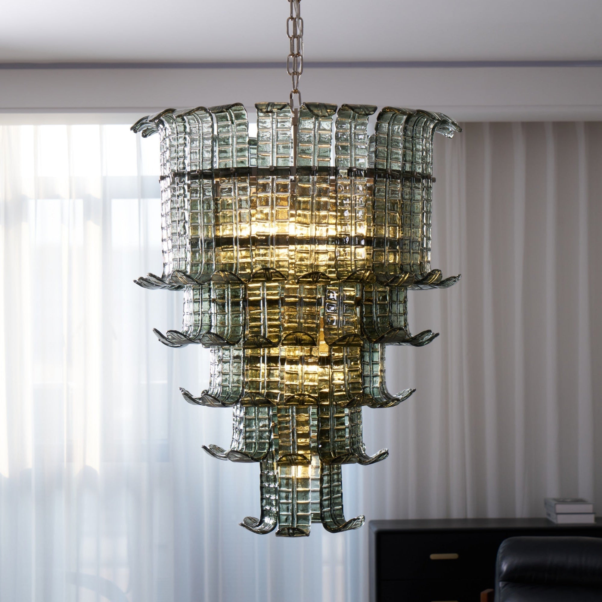 cascade-murano-chandelier-anzaz-Copper & Green-2