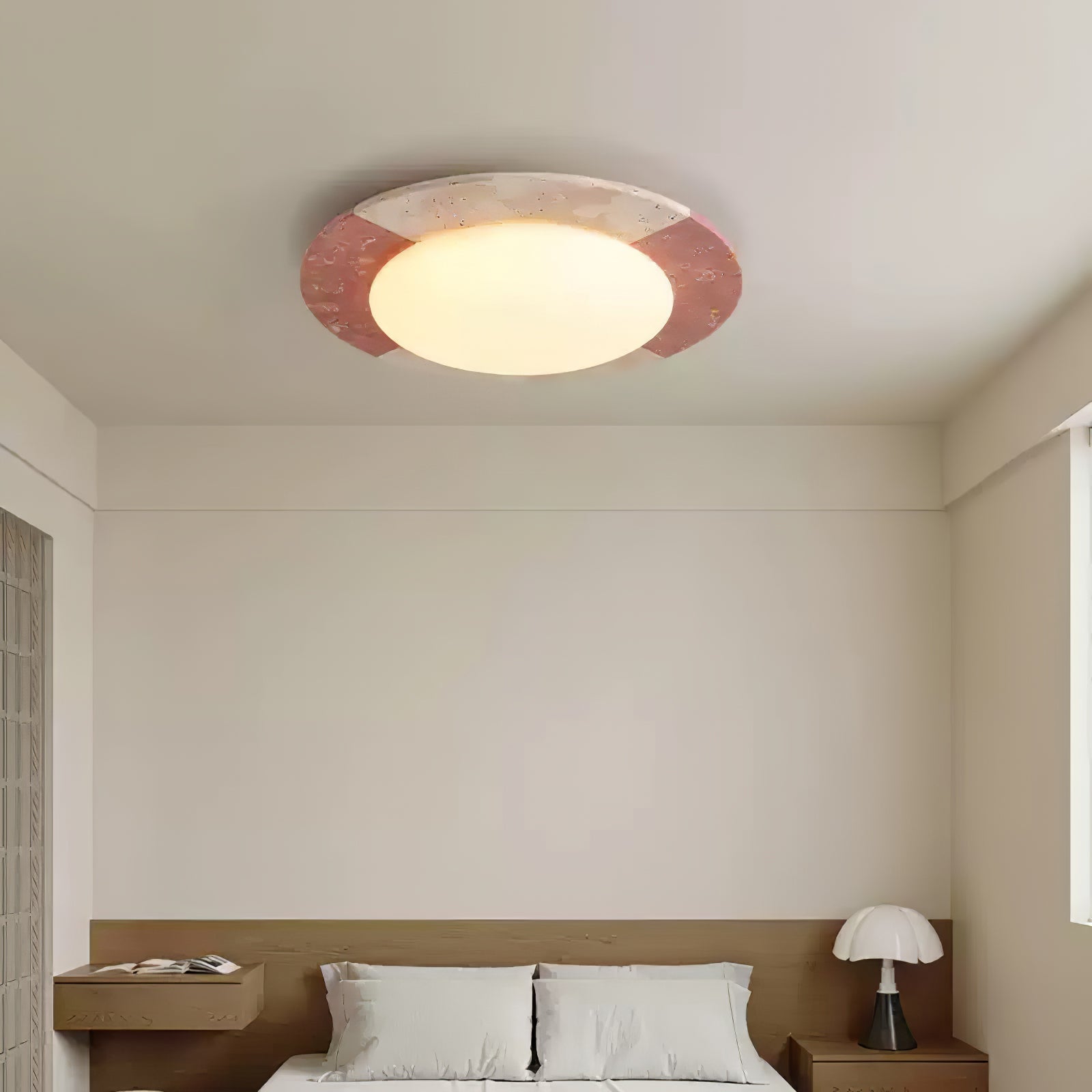 celestial-travertine-ceiling-lamp-anzaz-Red+Beige & Warm Light-2