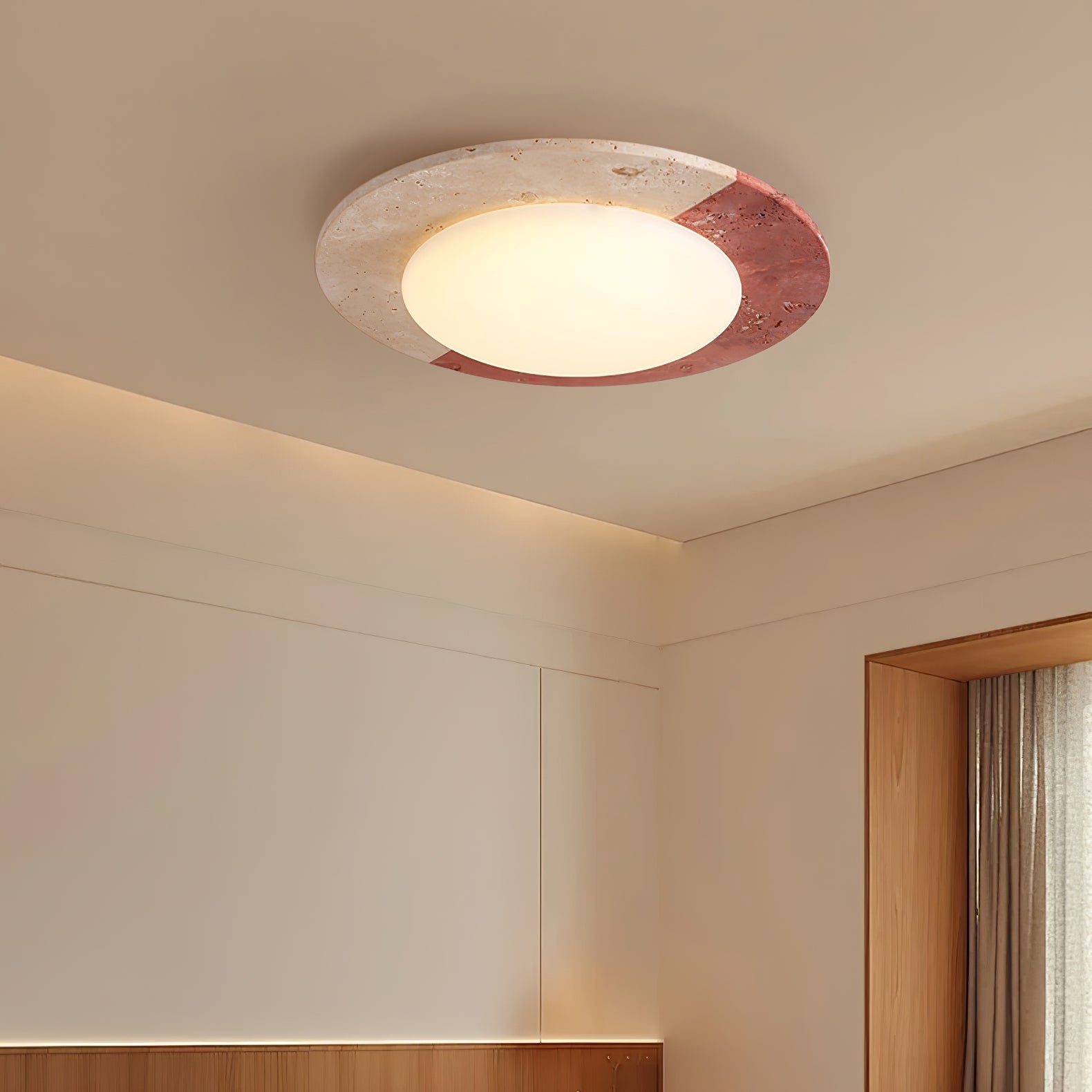 celestial-travertine-ceiling-lamp-anzaz-Red+Beige & Warm Light-3