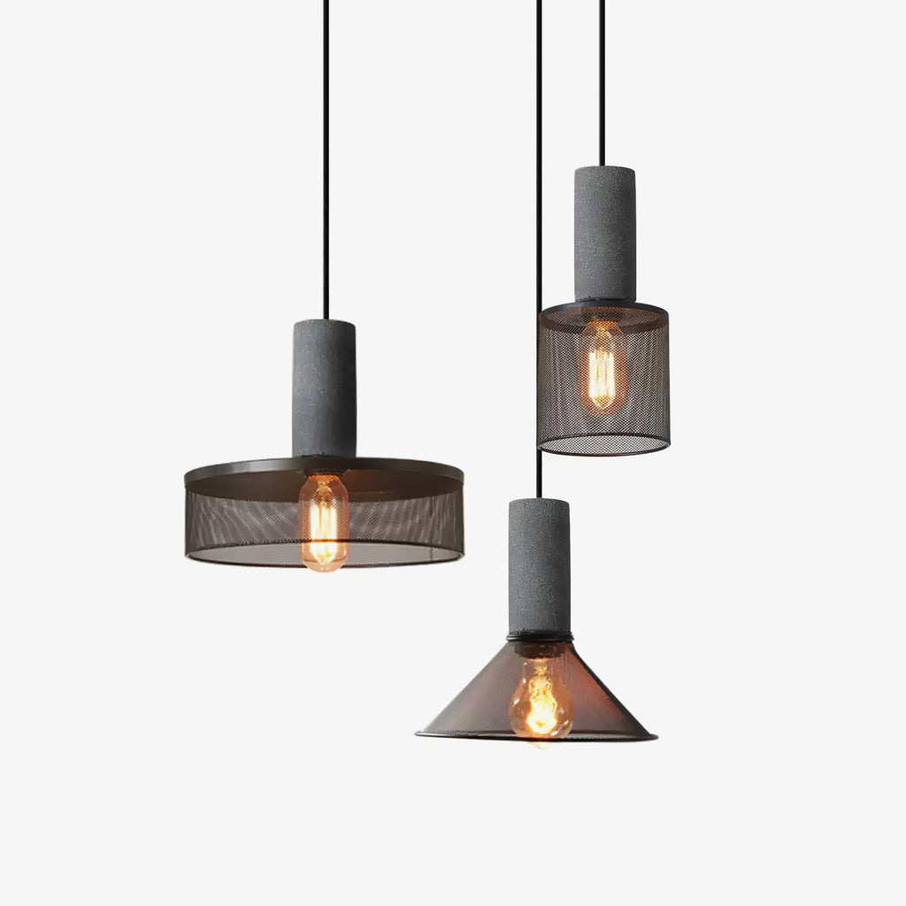 cement-mesh-pendant-light-anzaz-Cement Grey & Black-1