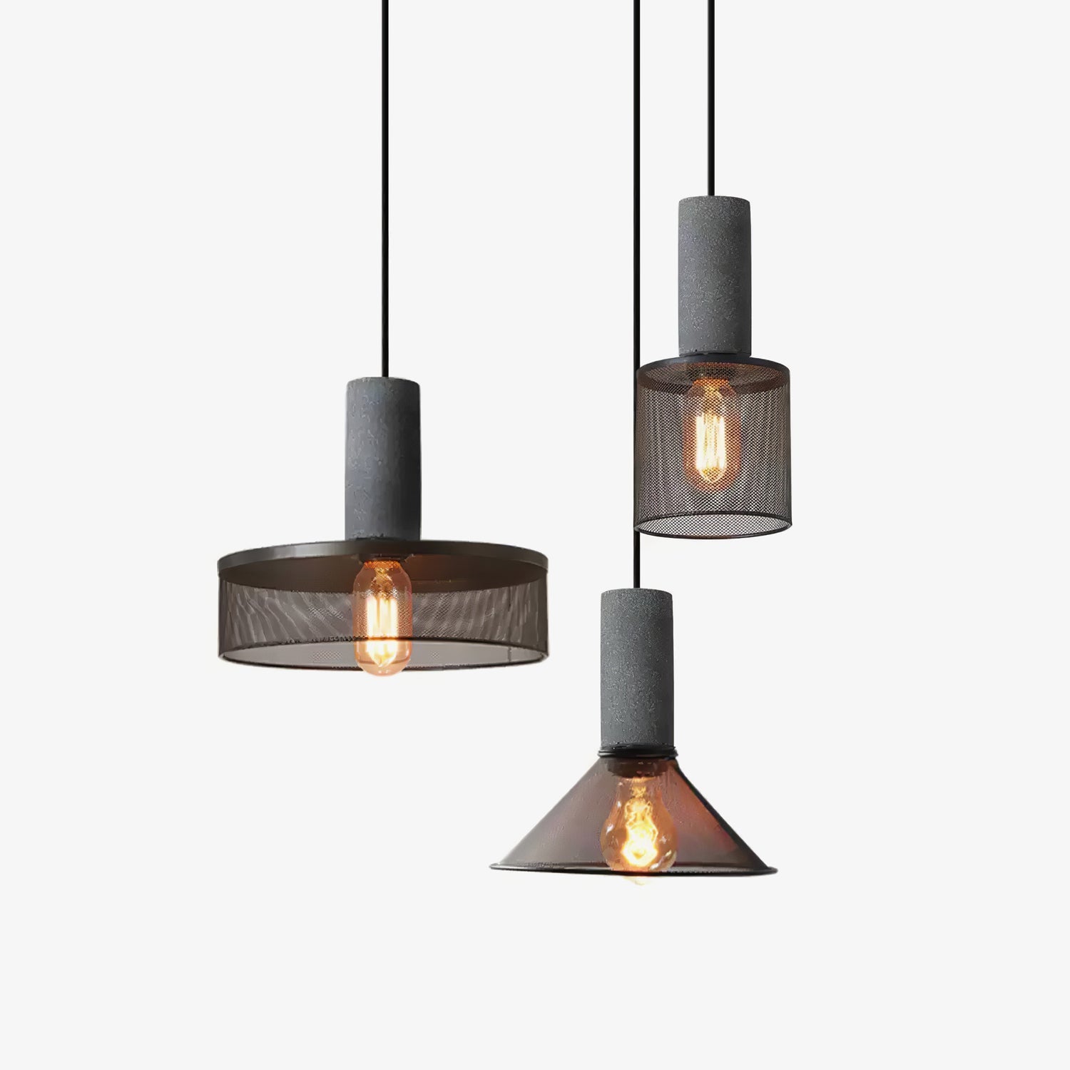 cement-mesh-pendant-light-anzaz-Cement Grey & Black-1