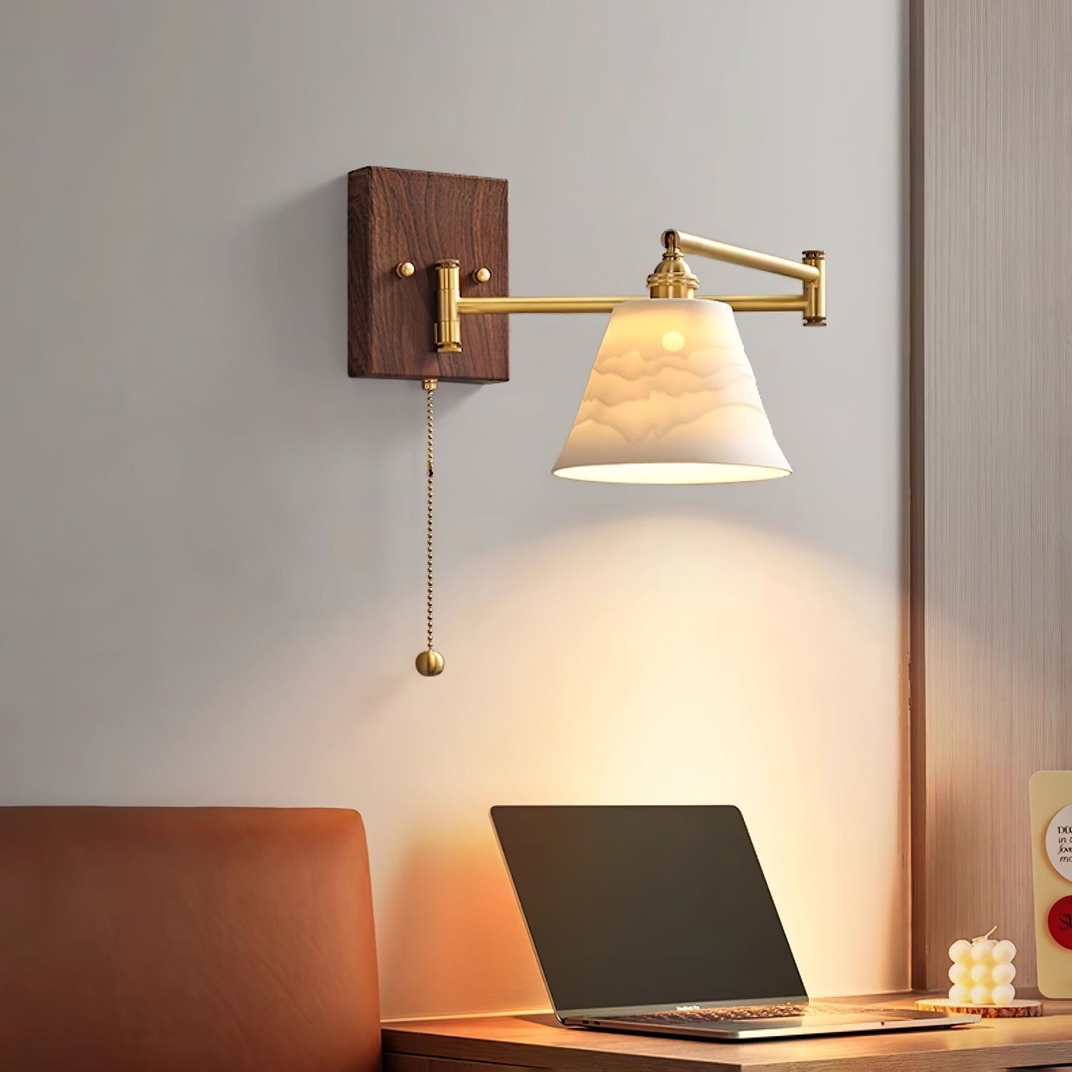 ceramic-geometry-wall-lamp-anzaz-Walnut wood color & Brass-2