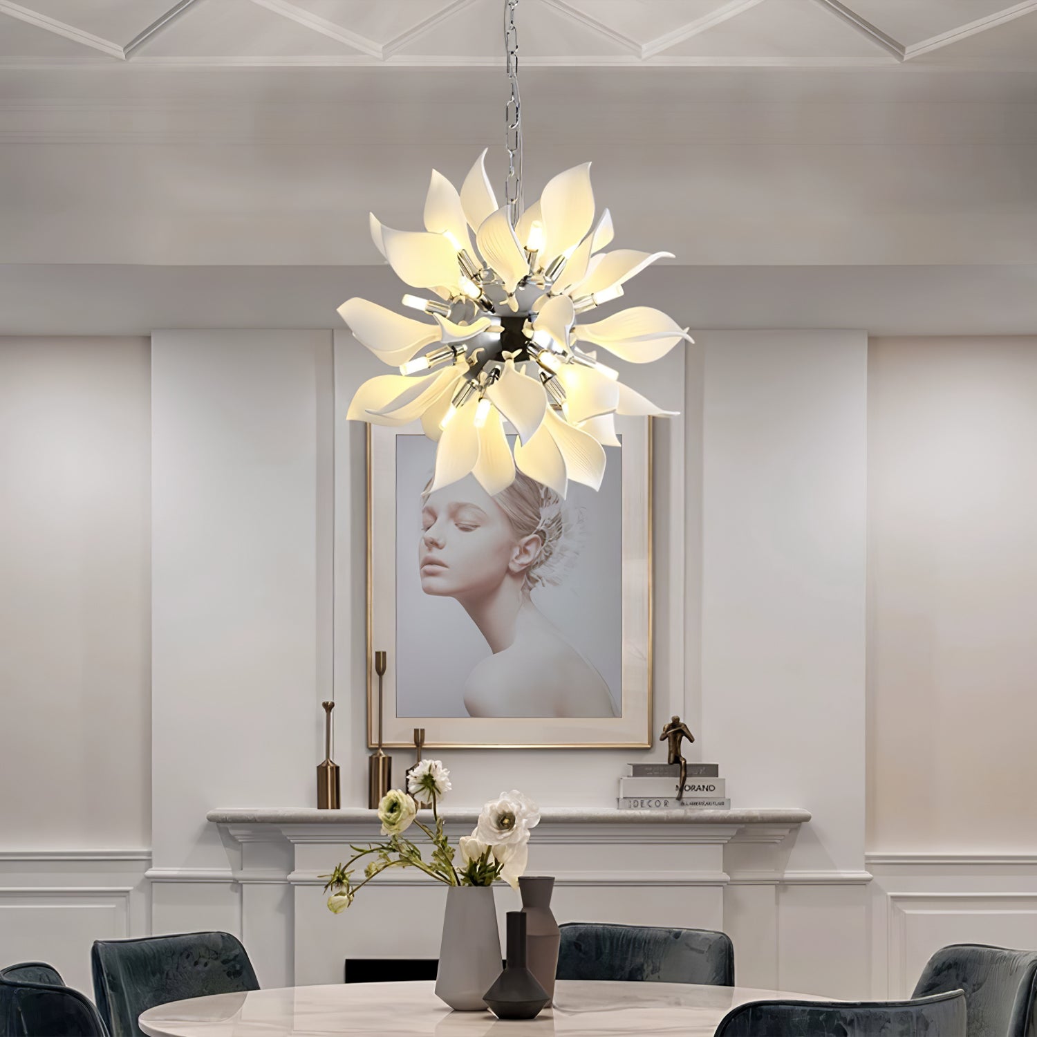 ceramic-petals-blooming-chandelier-anzaz-Chrome & White-2