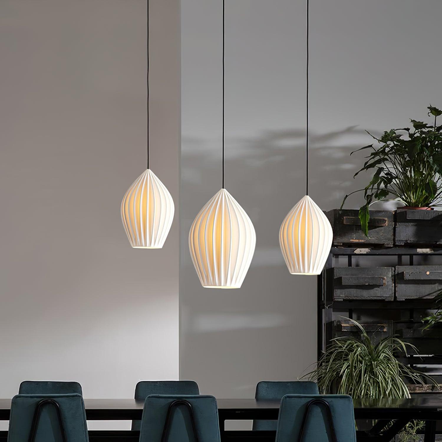ceramic-ribbed-pendant-light-anzaz-White & White Cable-2