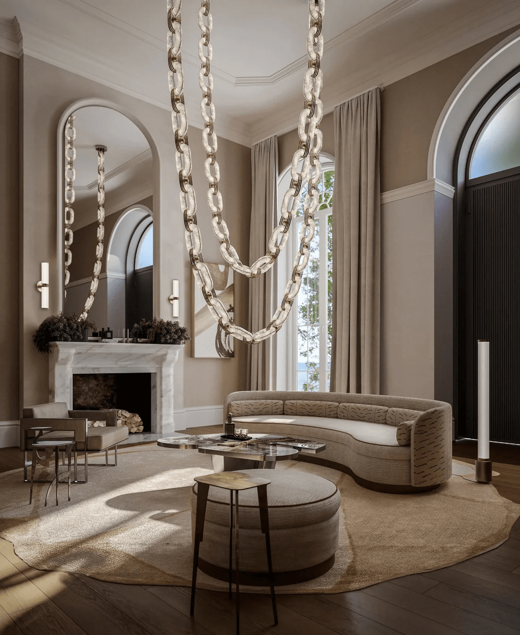 chain-link-chandelier-anzaz-Gold & White-3