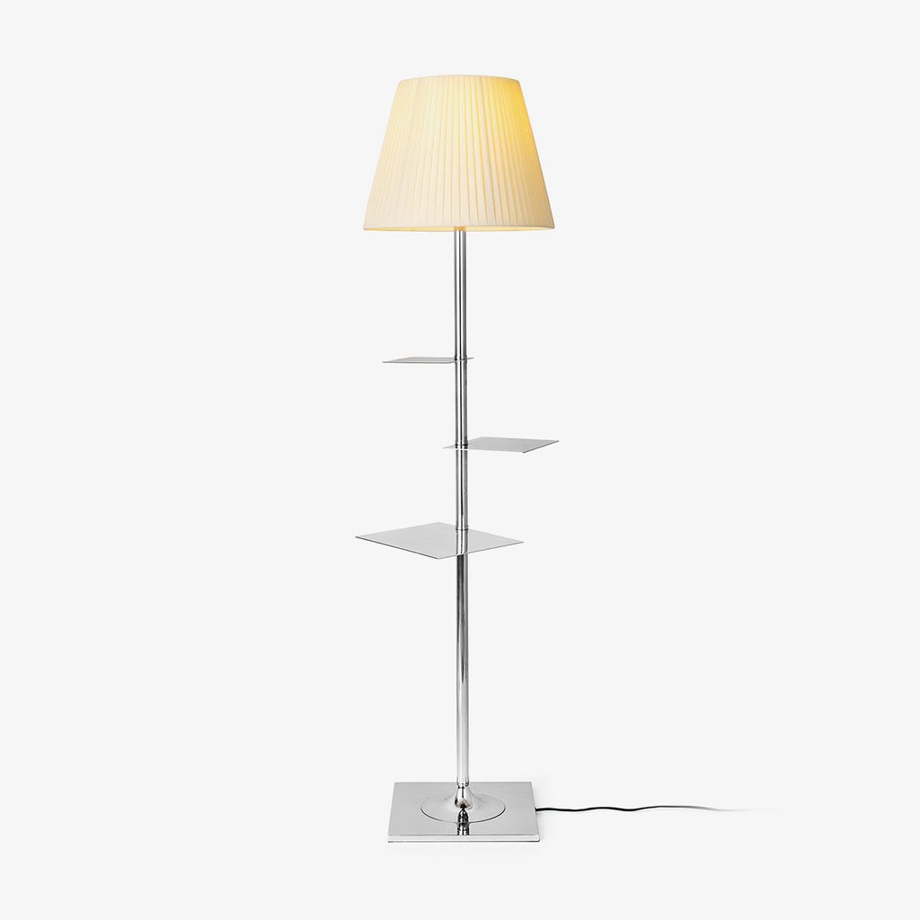 chrome-prism-side-table-floor-lamp-anzaz-Chrome & Beige fabric-1