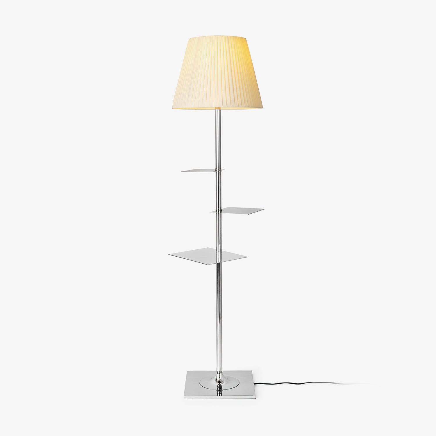 chrome-prism-side-table-floor-lamp-anzaz-Chrome & Beige fabric-1