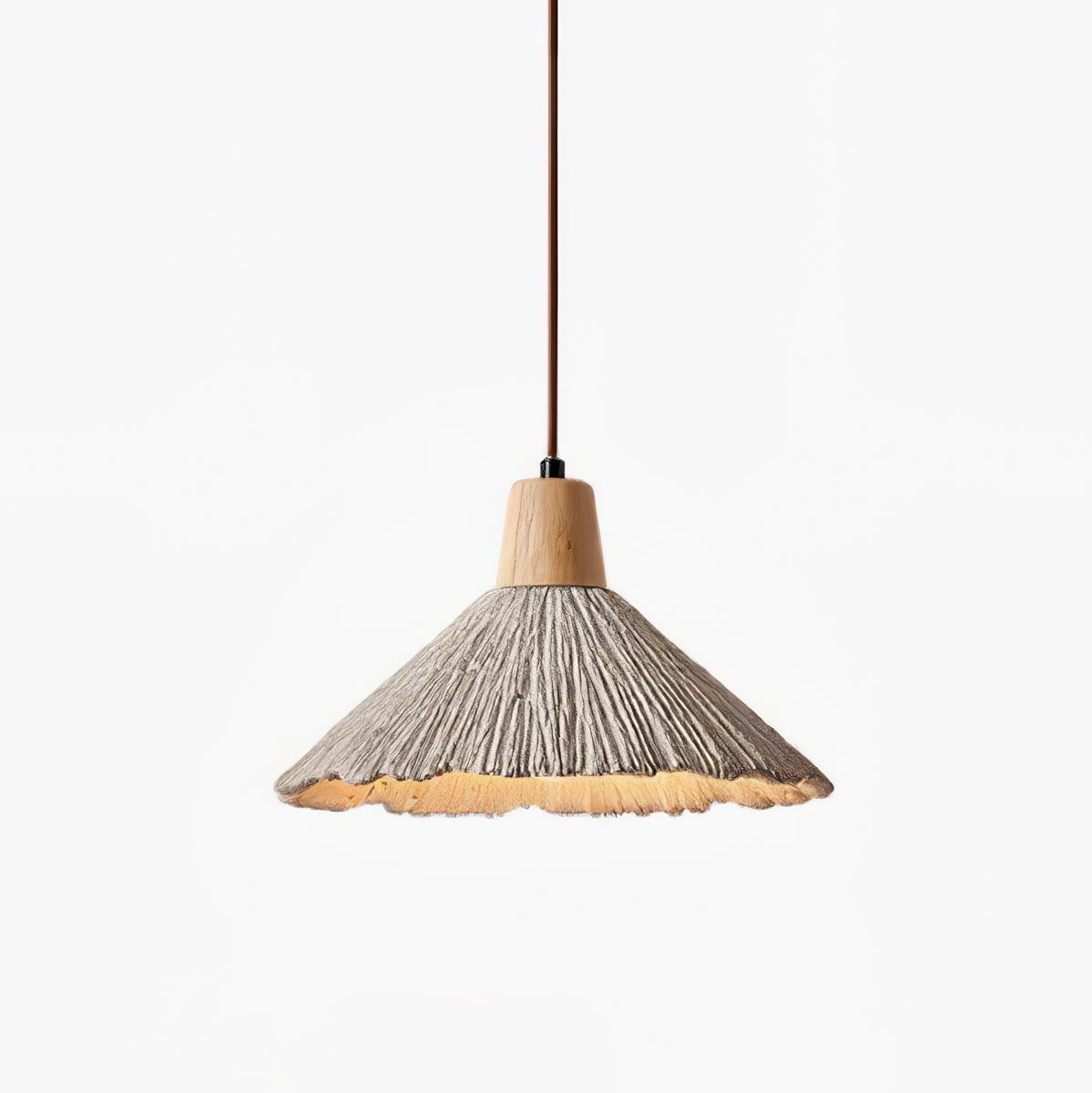 concrete-pleated-pendant-lamp-anzaz-Nature wood color & Grey concrete-1