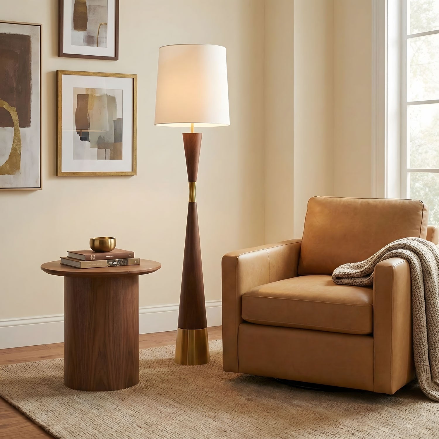 cone-waist-floor-lamp-anzaz-Hydrographic Walnut Wood Grain Finish & White-4