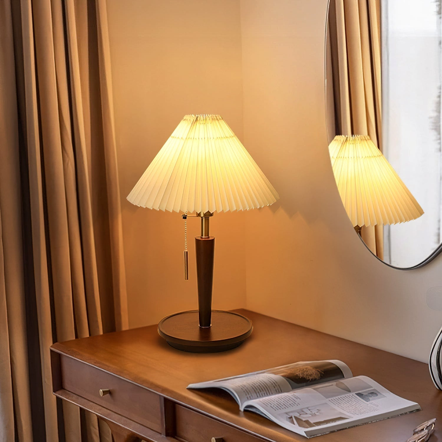 cone_pleated_fabric_table_lamp-anzaz-Wooden ＆ White-4