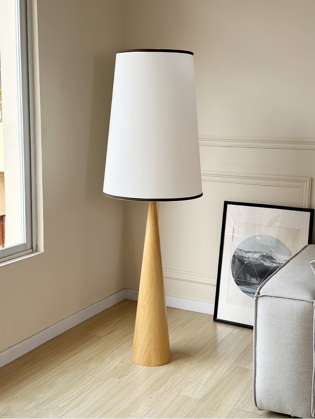faux-wood-conical-floor-lamp-anzaz-Hydrographic Nature Wood Grain Finish & White-5