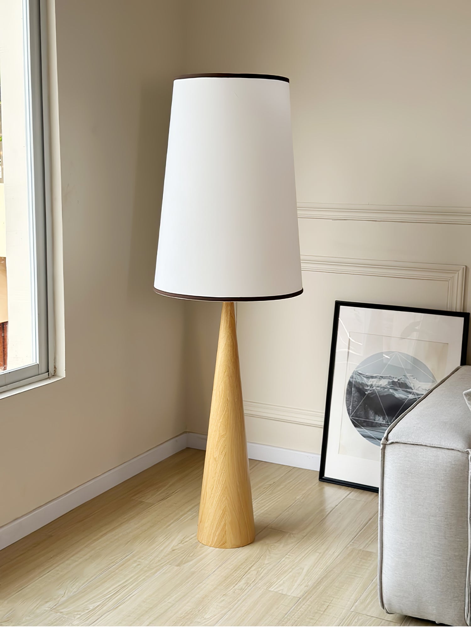 faux-wood-conical-floor-lamp-anzaz-Hydrographic Nature Wood Grain Finish & White-5