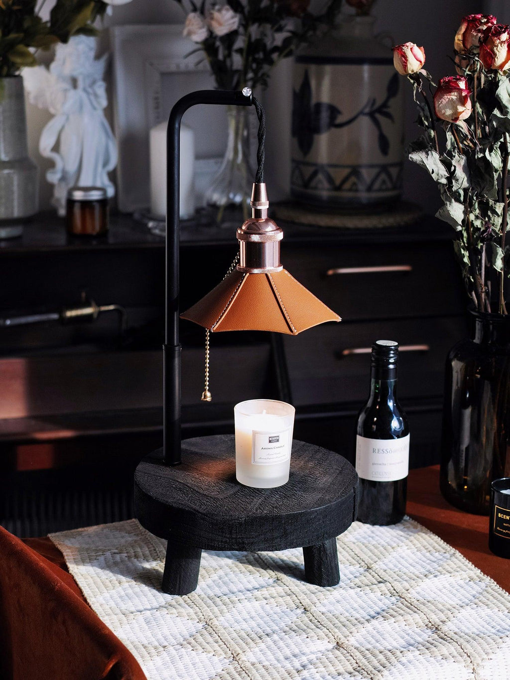 cordero-wooden-stool-table-lamp-anzaz-Black & Brown-7