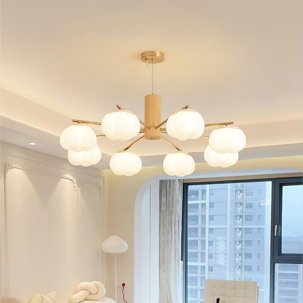 cotton-balls-chandelier-anzaz-Gold & Wood color & White-2