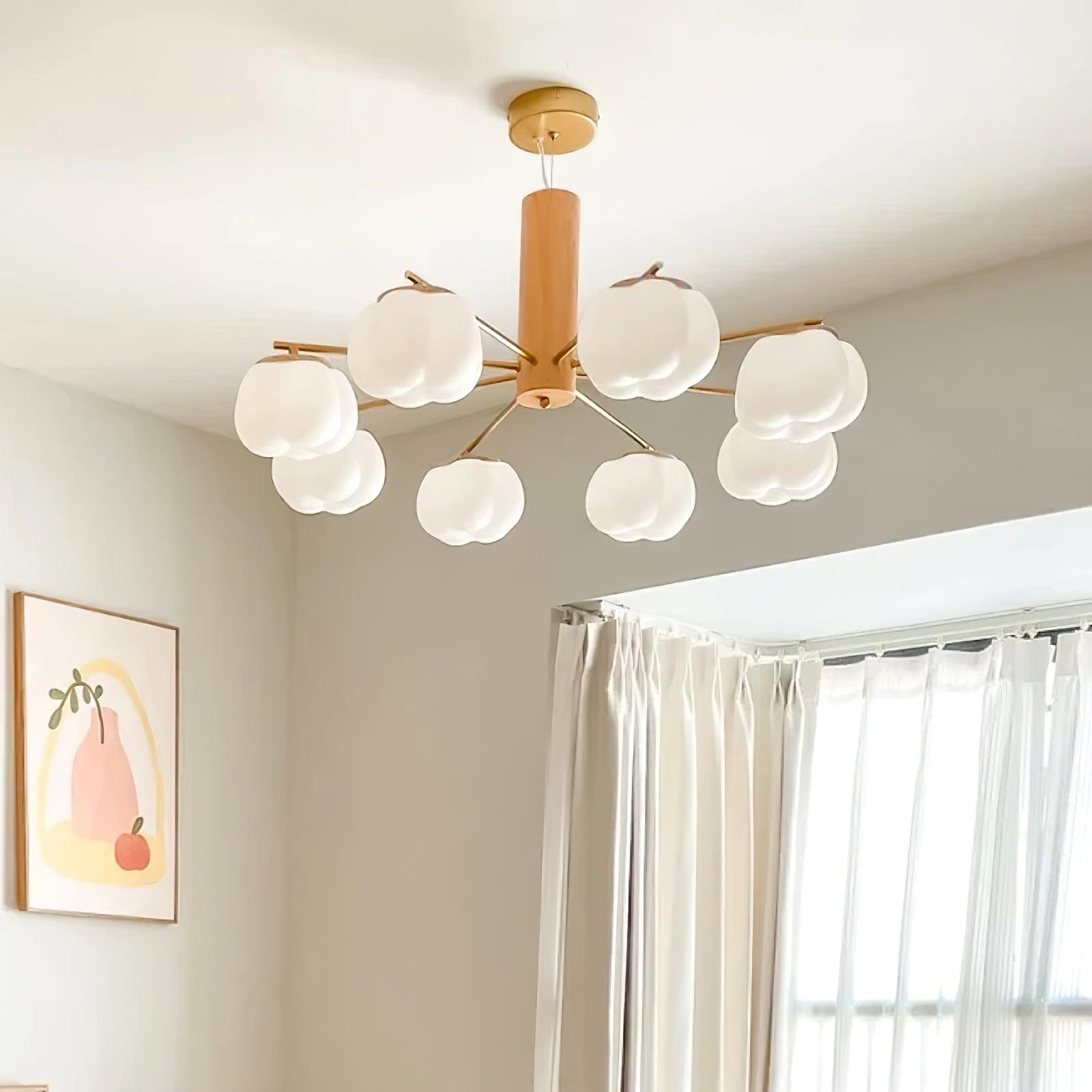cotton-balls-chandelier-anzaz-Gold & Wood color & White-3