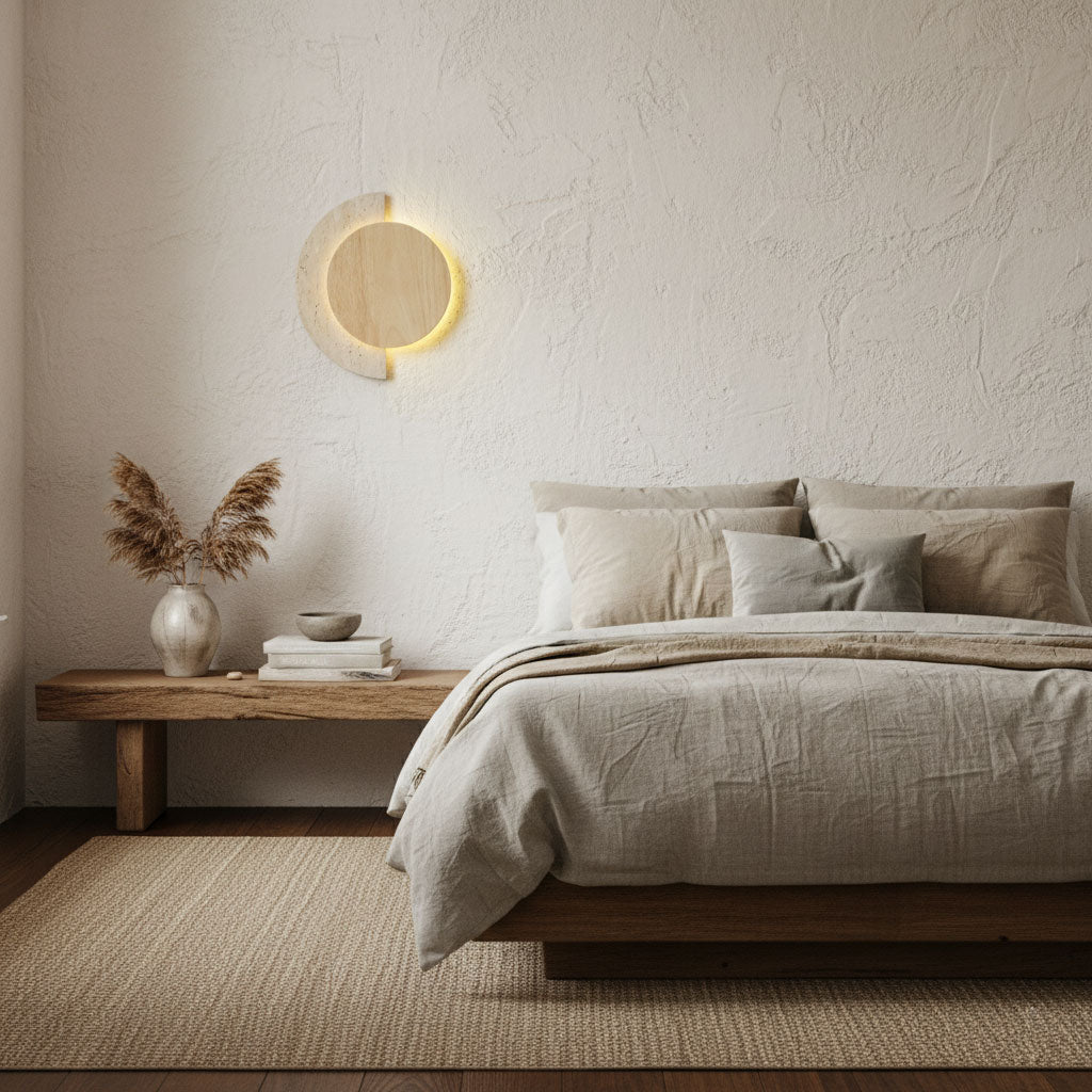crescent-halo-wall-sconce-anzaz-Yellow Travertine & Walnut Color-3
