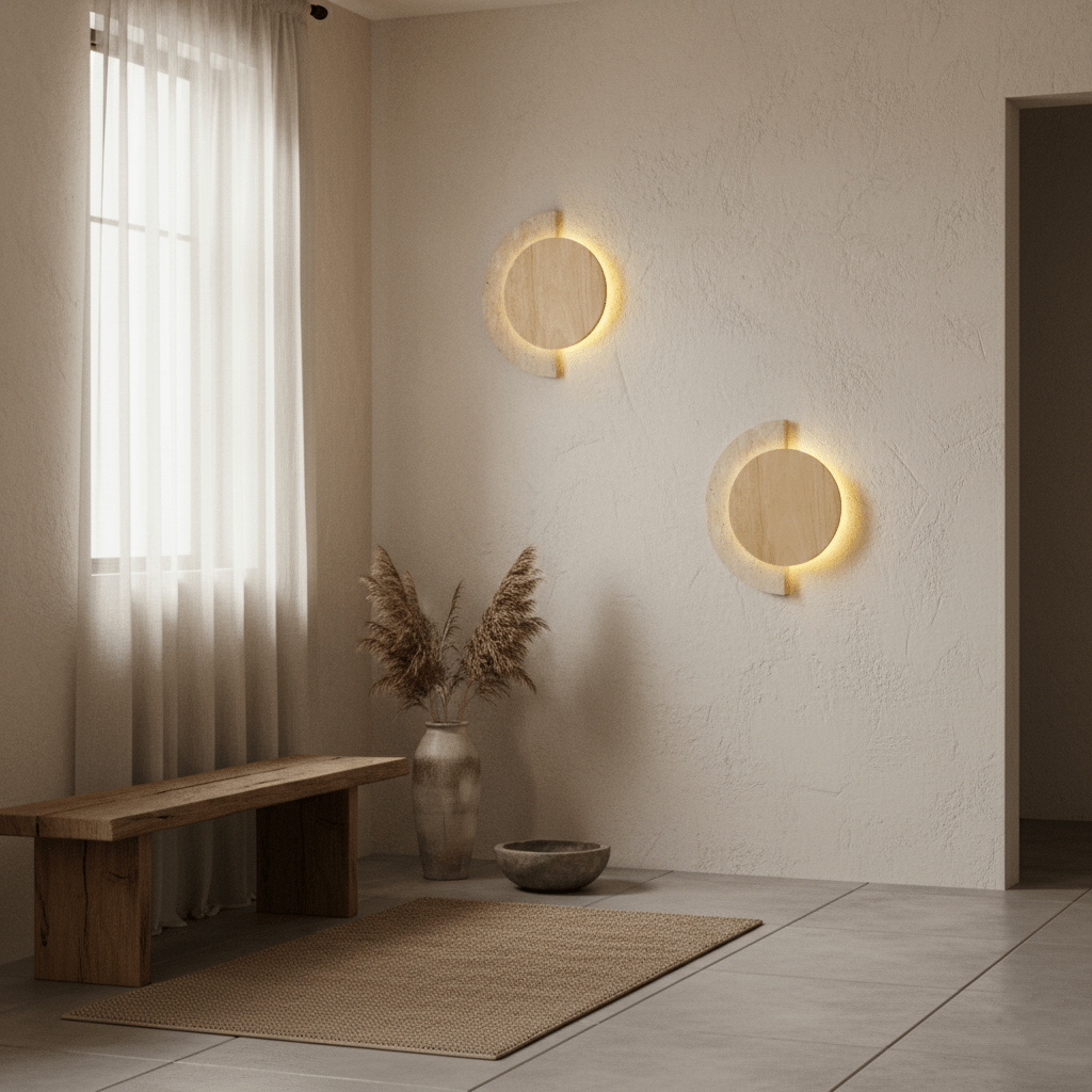 crescent-halo-wall-sconce-anzaz-Yellow Travertine & Wood Color-6
