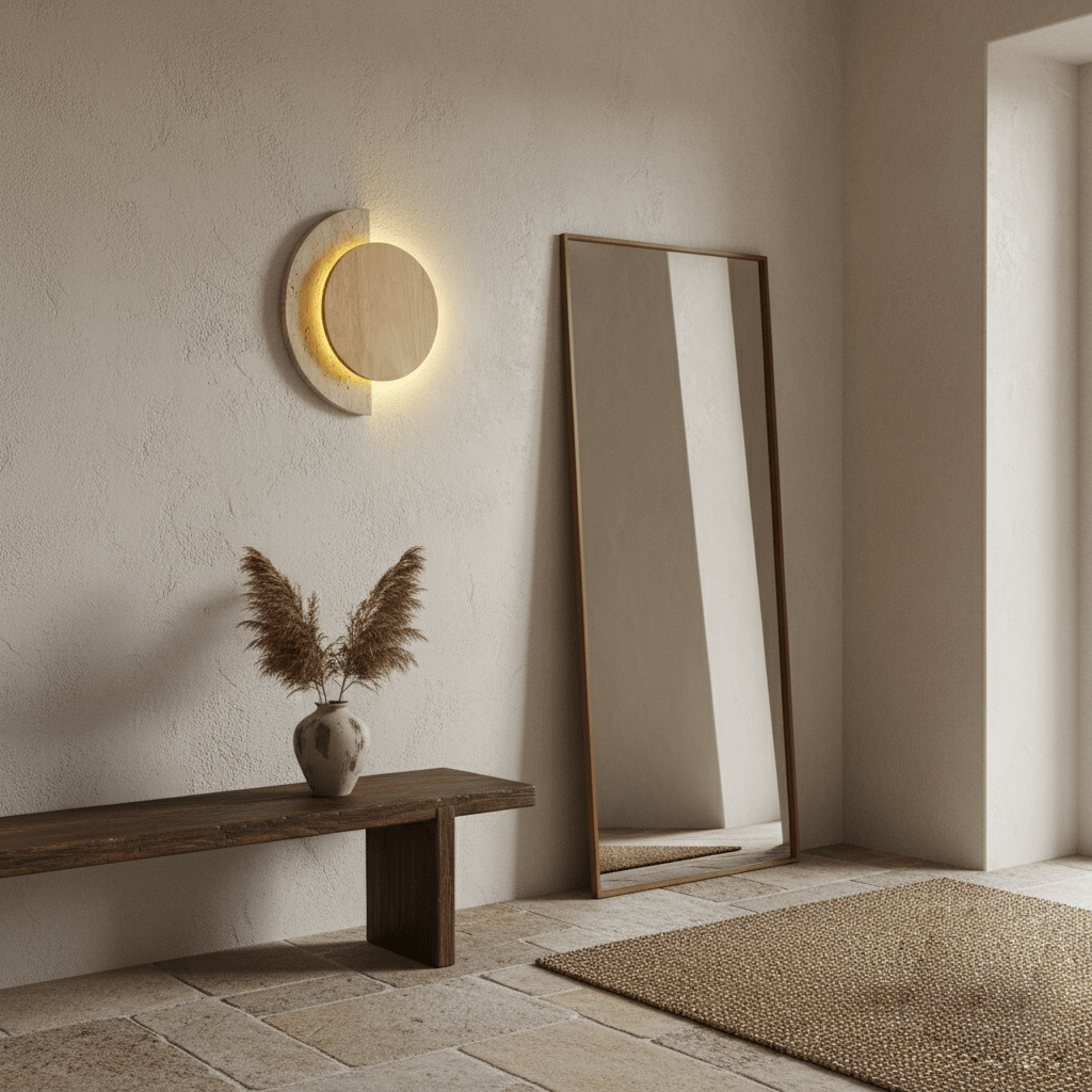 crescent-halo-wall-sconce-anzaz-Yellow Travertine & Walnut Color-5