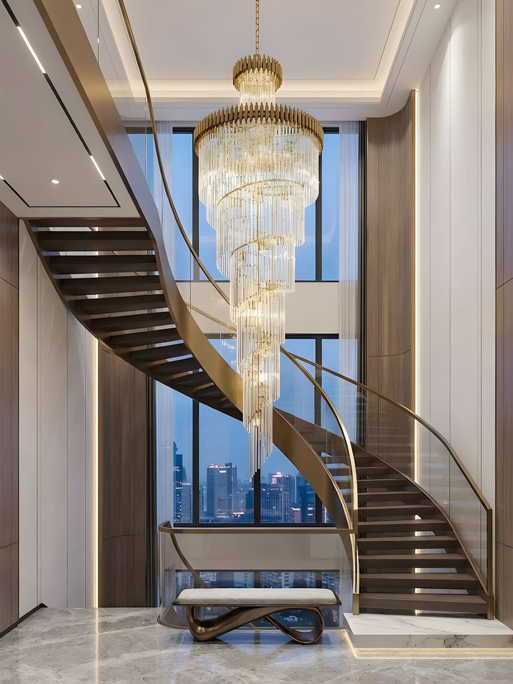 crystal-spiral-chandelier-anzaz-Gold & Clear-2