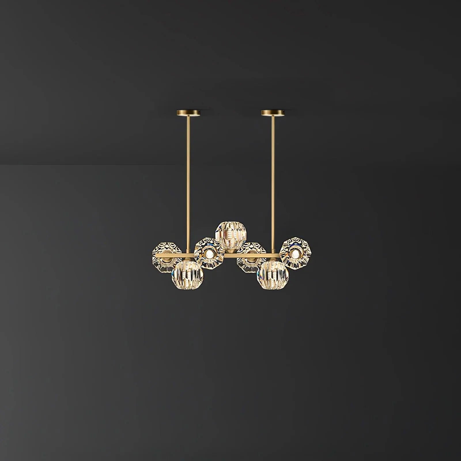 crystal-glass-ball-chandelier-anzaz-Brass & Clear-10