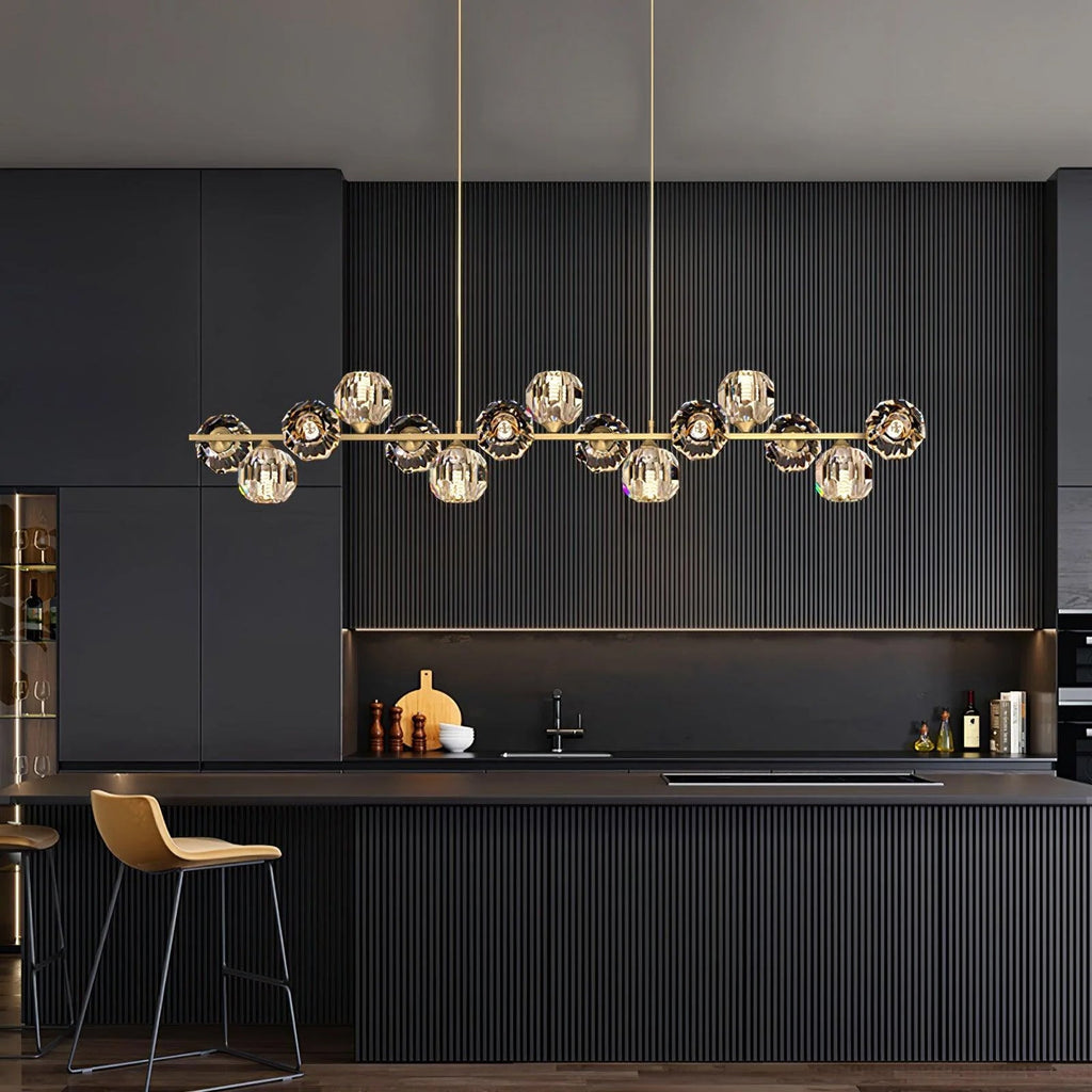 crystal-glass-ball-chandelier-anzaz-Brass & Clear-11