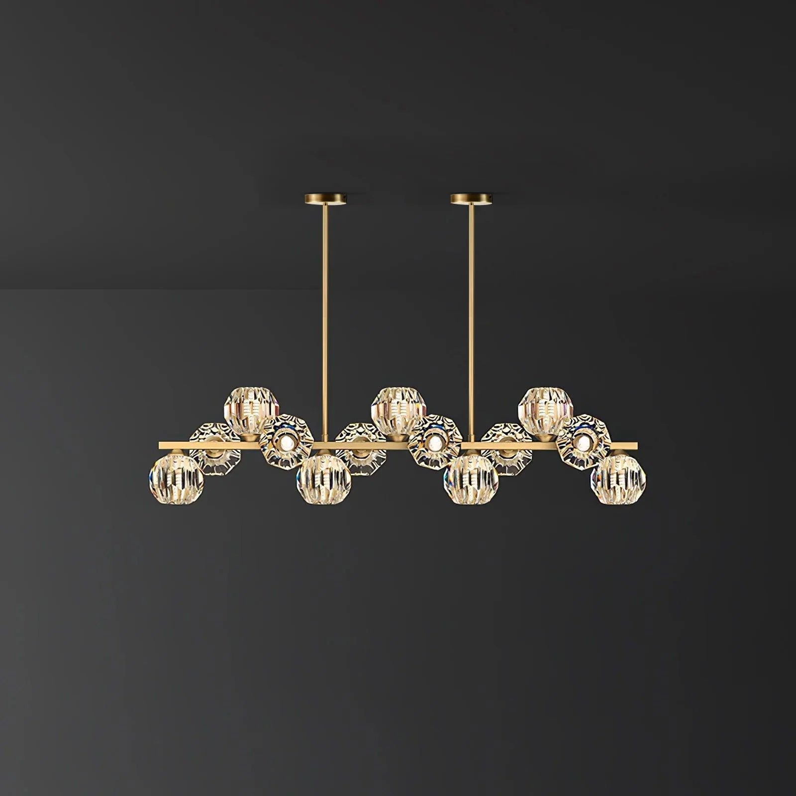 crystal-glass-ball-chandelier-anzaz-Brass & Clear-12