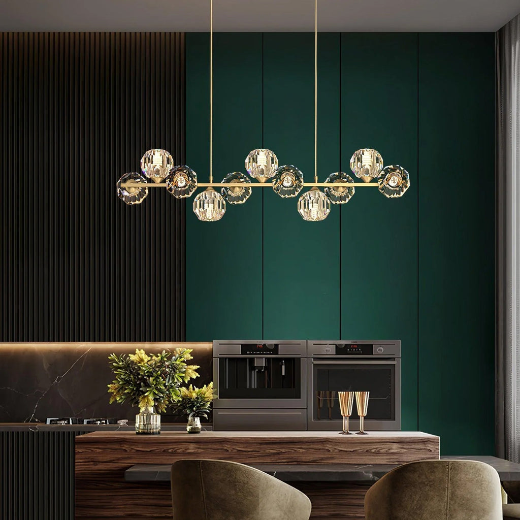 crystal-glass-ball-chandelier-anzaz-Brass & Clear-3